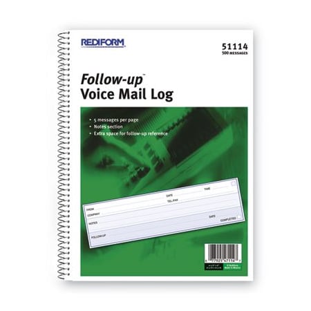 Rediformof Rediform, Voice Mail Wirebound Log Books, 8 X 10 5/8, 500PK 51114